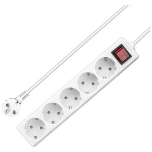 Extension socket No brand, 5 way, 250V, 16A, Cable, 1m., With switch, White - 17880 έως 12 άτοκες Δόσεις