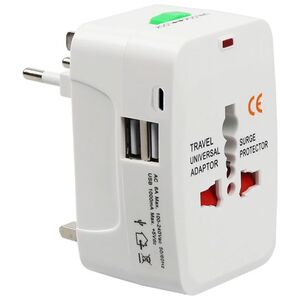 Universal travel adapter - charger No brand, 2xUSB, 1хUSB-C,1.0A, EU/US/UK/AU to EU/US/UK/AU, 220V, White - 17892 έως 12 άτοκες Δόσεις