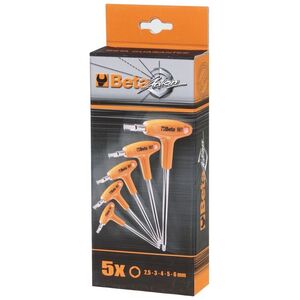 Beta Tools BETA KLUCZ IMBUSOWY / TRZPIENIOWY KĄTOWE Z RĘKOJEŚCIĄ komplet 5szt BE96T-S5P