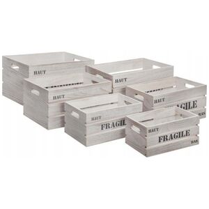 Atmosphera Storage κουτιά 6 τμχ, σετ ξύλινα κουτιά με χερούλια 13429310 3560234483569