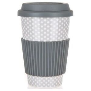 Banquet Kubek Ceramiczny 400ml Z Pokrywą Silkonową Banquet Go Szary Lumarko! (A16620 Kinghoff) - 8591022464823