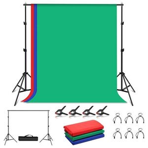Puluz Puluz Zestaw/Statyw do mocowania tła fotograficznego 2x2m + tła fotograficzne 3 szt PKT5204