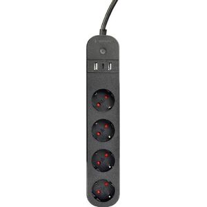 Gembird Inteligentna listwa Tuya 4xDE 2xUSB-A 1xUSB-C Czarna