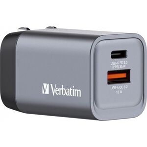 Verbatim Ładowarka GaN Verbatim, USB 3.0, USB C, szara, 35 W, wymienne końcówki C,G,A