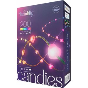Lampki choinkowe Twinkly Twinkly Candies – 200 Lampki w kształcie serc RGB LEDs, zielony przewód, USB-C
