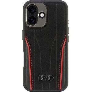 Audi Audi Genuine Leather MagSafe iPhone 16 6.1" czarno-czerwony/black-red hardcase AU-TPUPCMIP16-R8/D3-RD