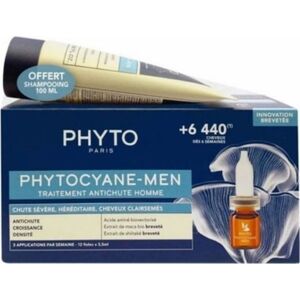 Alkotest PHYTO_SET Cyane Men Anti-Loss Treatment szampon przeciw wypadaniu włosów 100ml + ampułki do włosów 12 x 3,5ml