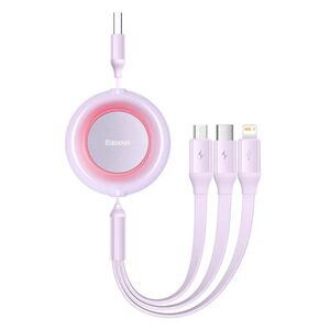 Baseus Καλώδιο USB 3σε1 για MicroUSB/USB-C/Lightning Bright Mirror 2 1.1m Λιλά (CAMJ010005) (BASCAMJ010005) έως 12 άτοκες Δόσεις