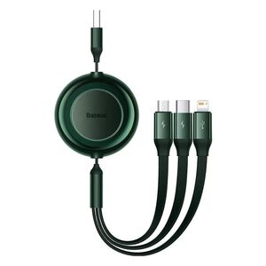 Baseus Bright Mirror 2 Flat / Retractable USB to Lightning / Type-C / micro USB Cable 3.5A Πράσινο 1.1m (CAMJ010006) (BASCAMJ010006) έως 12 άτοκες Δόσεις