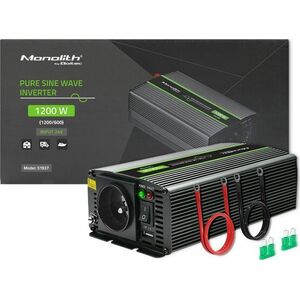 Przetwornica Qoltec Przetwornica napięcia Monolith | 600W | 1200W | 24V na 230V | Czysty Sinus