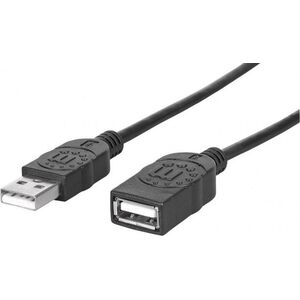 Kabel USB Manhattan USB-A - USB-A 3 m Czarny (364898)