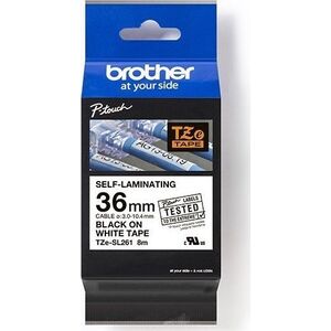 Brother Brother oryginalny taśma do drukarek etykiet, Brother, TZE-SL261, czarny druk/biały podkład, laminowane, 8m, 36mm