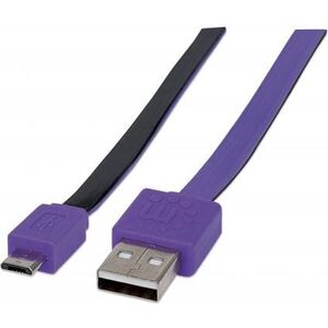 Kabel USB Manhattan USB-A - microUSB 1 m Fioletowy (391368)