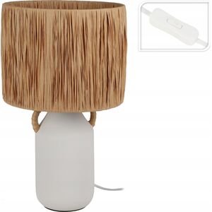 Home Styling Collection Lampa stołowa ceramiczna z kloszem z plecionki Ø 24 x 42 cm