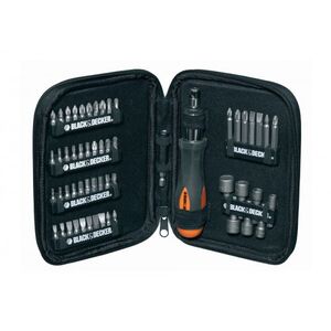 Black&Decker Wkrętak z grzechotką oraz zestawem bitów 56 części (A7104)