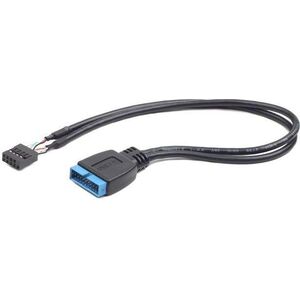 Gembird USB 19 pin - USB 9 pin, 0.3m, Czarny (CC-U3U2-01)