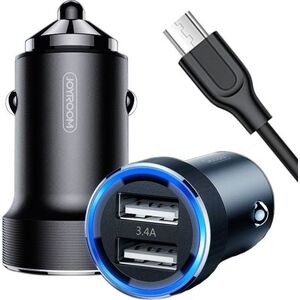 Ładowarka Joyroom Ładowarka samochodowa 3.4A 2x USB + Kabel Micro USB 1m JOYROOM Wise Series Dual Port car charger (C-A02) czarna