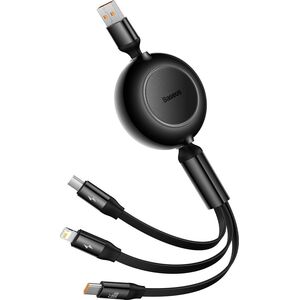 Kabel USB Baseus USB-A - USB-C + microUSB + Lightning 1.1 m Czarny (BSU3355BLK)