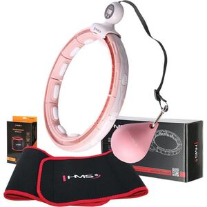 HMS ZESTAW HULA HOP MAGNETYCZNY PINK HHM15 Z LICZNIKIEM HMS + PAS WYSZCZUPLAJĄCY BR163 RED