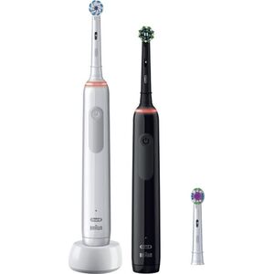 Szczoteczka Oral-B Szczoteczka rotacyjna Pro 3 3900 Duo 2 szt. White/Black + dodatkowa końcówka