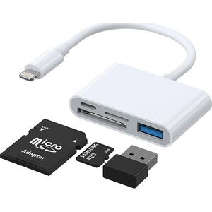 Czytnik Joyroom HUB czytnik kart adapter do iPhone OTG Lightning - USB czytnik kart SD TF biały
