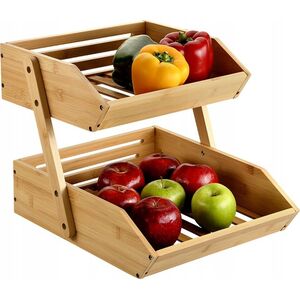 Kesper Organizer kuchenny z dwoma koszykami, bambus