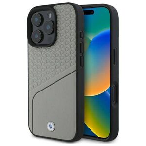 Original Case IPHONE 16 PRO MAX BMW Hardcase Signature Leather Textured & Line MagSafe (BMHMP16X23RDCLG) gray 3666339323356