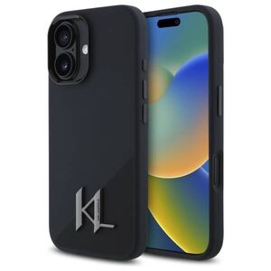 Original Case IPHONE 16 Karl Lagerfeld Hardcase Silicone Shadow Metal Initial MagSafe (KLHMP16SSCMKMPCK) black 3666339317928
