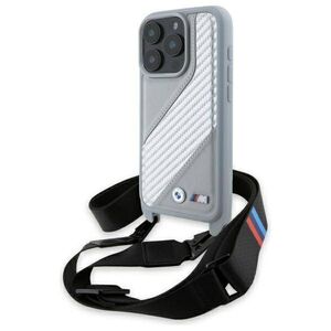 Original Case IPHONE 16 PRO MAX BMW Hardcase M Edition Carbon Stripe & Strap (BMHCP16X23PSCCG) gray 3666339324353