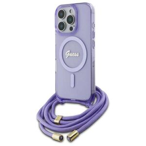 Original Case IPHONE 16 PRO Guess Hardcase Crossbody Cord Script MagSafe (GUHMP16LHCTSGNSU) purple 3666339345860