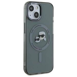 Original Case IPHONE 15 Karl Lagerfeld Hardcase IML Metal Karl&Choupette Head MagSafe (KLHMP15SHLSKCK) black 3666339284749