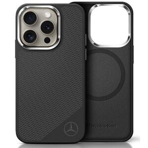Original Case IPHONE 16 PRO Mercedes Hardcase Silicone Tonal Logo Wood Pattern MagSafe (MEHMP16L23SUGDK) black 3666339326982