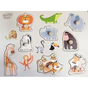 Smily Play Drewniane puzzle układanka pinezki Safari Smily Play