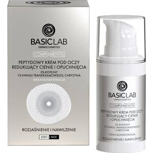 Alkotest BASICLAB_Complementis πεπτιδική κρέμα ματιών που μειώνει τους μαύρους κύκλους και το πρήξιμο με 3% καφεΐνη, 1% τρανεξαμικό οξύ, χρυσίνη με ελαφριά σύσταση Φωτειντική και Ενυδατική 15ml 14119639 5904639173645