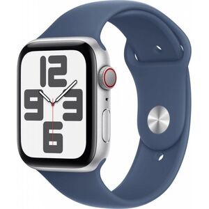 Smartwatch Apple Watch SE GPS + Cellular, koperta 44 mm z aluminium w kolorze srebrnym z paskiem sportowym w kolorze denim - rozmiar M/L