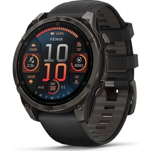 Zegarek sportowy Garmin Garmin fēnix® 8 – 47mm AMOLED Sapphire Carbon grey DLC titanium with Black/pebble grey silicone band