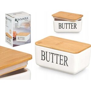 Maselniczka Kinvara Ceramiczna maselniczka z napisem BUTTER, 10 x 16,5 x 8,5 cm