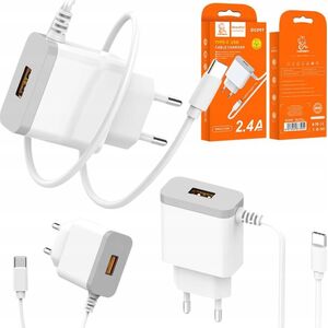 Φορτιστής . DENMEN WHITE ΦΟΡΤΙΣΤΗΣ ΔΙΚΤΥΟΥ USB + ΚΑΛΩΔΙΟ ΤΥΠΟΥ C DC09T-W 14172034 6973224873955