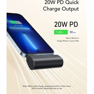 Powerbank Veger VEGER powerbank 5 000 mAh z wbudowanym złączem Lightning PD QC3.0 3A 20W PlugOn (W0556P) czarny