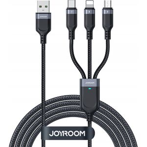 Kabel USB Joyroom USB-A - USB-C + microUSB + Lightning 1.2 m Czarny (JYR842)