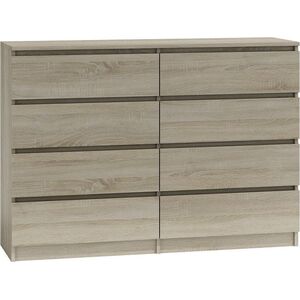 Topeshop Duża komoda szafka 8 szuflad 140cm * dąb sonoma