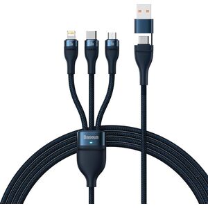 Kabel USB Baseus USB-A + USB-C - USB-C + microUSB + Lightning 1.2 m Granatowy (CASS030103)