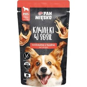 Pan Mięsko PAN MIĘSKO Kawałki w sosie Wołowina z koziną (dorosły) - Karma mokra dla psa - 150g