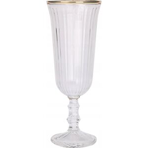 Excellent Houseware Prążkowana szampanówka ze złotym brzegiem, 120 ml