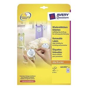 Avery Zweckform ETYK.ZF L6019 ŚR.10 MM KÓŁKA 25 ARK. ETYKIETA - L6019-25 1470681 4004182060193