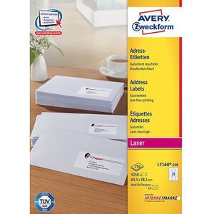 Avery Zweckform ETYK.ZF 7160 63.5X38,1 100 ARK./2100 ETYKIETA - 7160-100 1470771 5701044461004