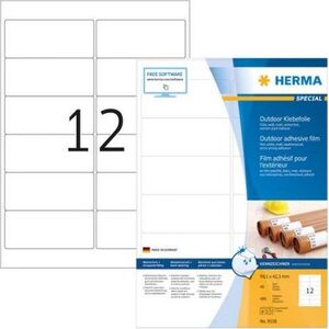 Herma Etykiety zewnętrzne odporne na warunki atmosferyczne A4, 99,1 x 42,3 mm, białe, wyjątkowo silna przyczepność, rozciągliwe - 9538 1637028 4008705095389