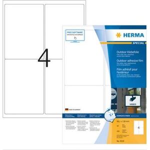 Herma Odporne na warunki atmosferyczne etykiety foliowe A4, 99,1 x 139 mm, białe, wyjątkowo silna przyczepność, rozciągliwe - 9539 1637029 4008705095396