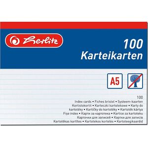 Herlitz KARTKI KARTOTEKOWE A5/100K LIN HER BIA FOL - 1150507 1813022 4008111150504