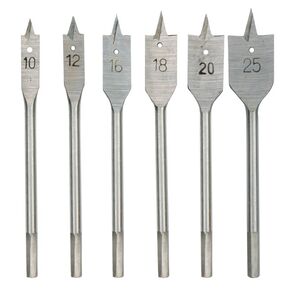 Wiertło Vorel do drewna łopatkowe sześciokątne 10 12 16 18 20 25mm zestaw (22500) 3011643 5906083225000